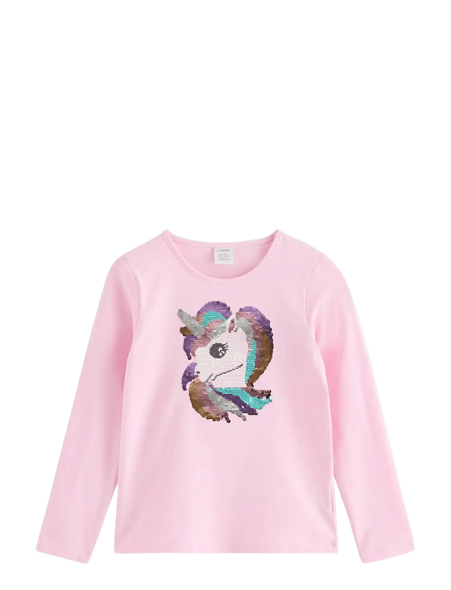 Lindex - Long-sleeved top with reversible sequins - langærmede t-shirts - light pink - 1