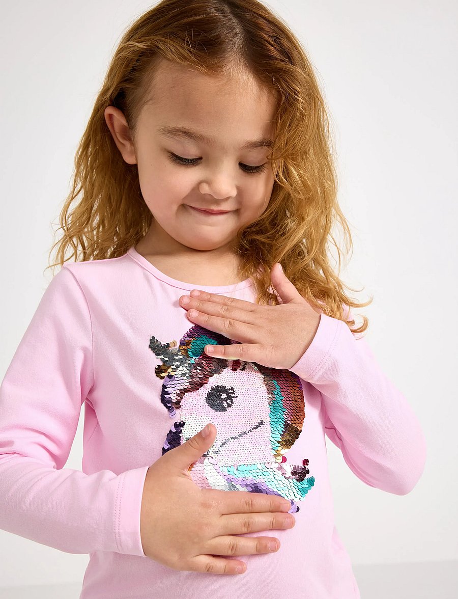 Lindex - Long-sleeved top with reversible sequins - langærmede t-shirts - light pink - 4