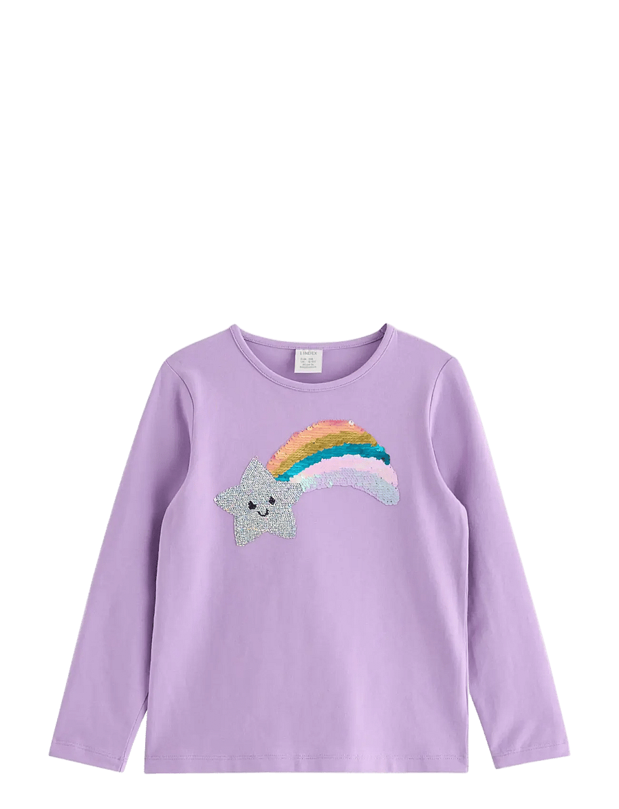 Lindex - Long-sleeved top with reversible sequins - langærmede t-shirts - lilac - 1