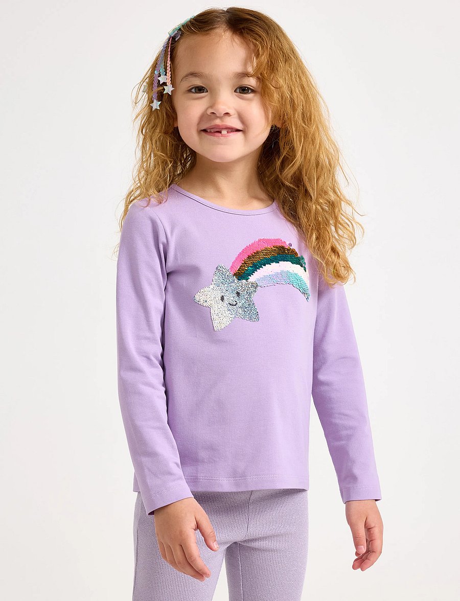 Lindex - Long-sleeved top with reversible sequins - langærmede t-shirts - lilac - 0