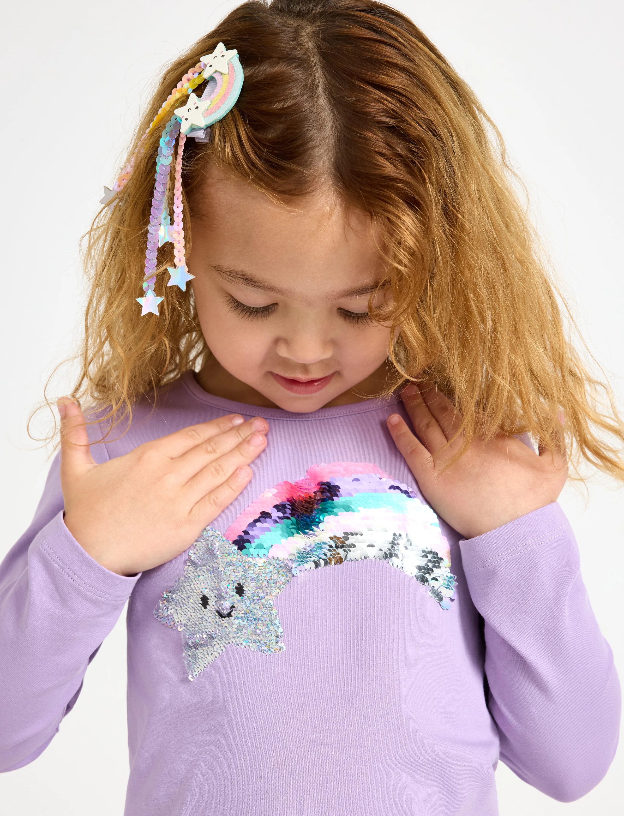 Lindex - Long-sleeved top with reversible sequins - langärmelig - lilac - 4