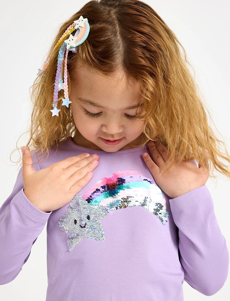 Lindex - Long-sleeved top with reversible sequins - langærmede t-shirts - lilac - 4