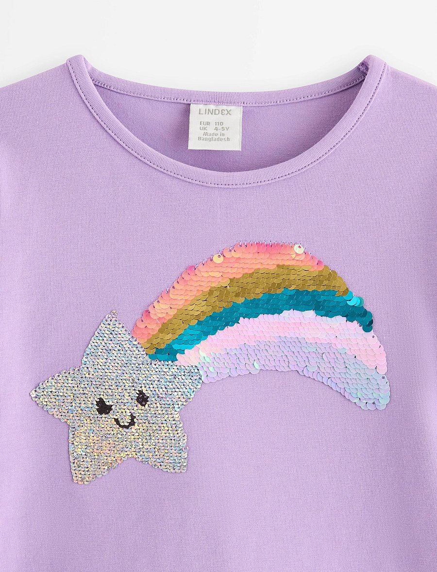 Lindex - Long-sleeved top with reversible sequins - langærmede t-shirts - lilac - 5