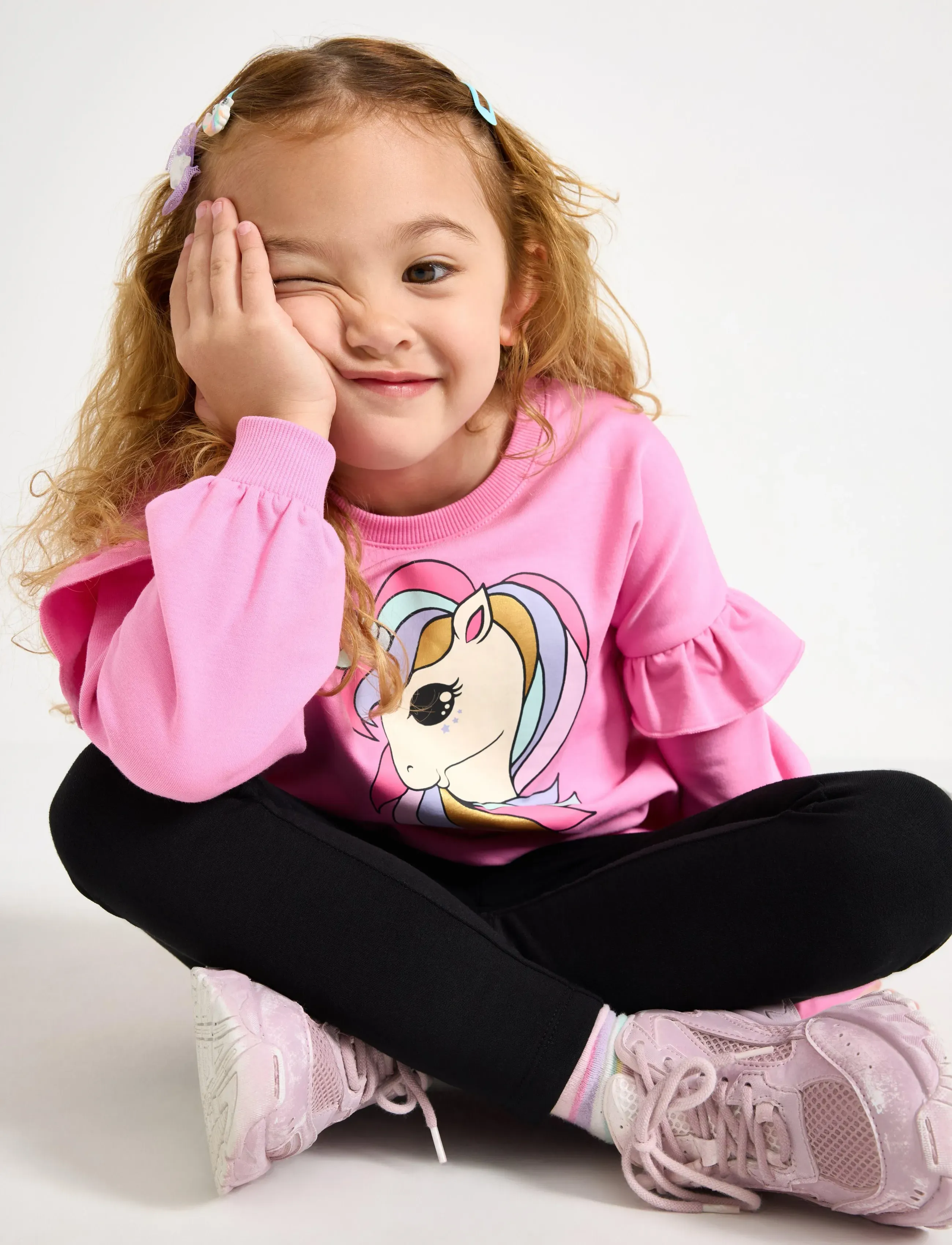 Lindex - Sweatshirt with unicorn and brushed inside - sweatshirts - pink - 4