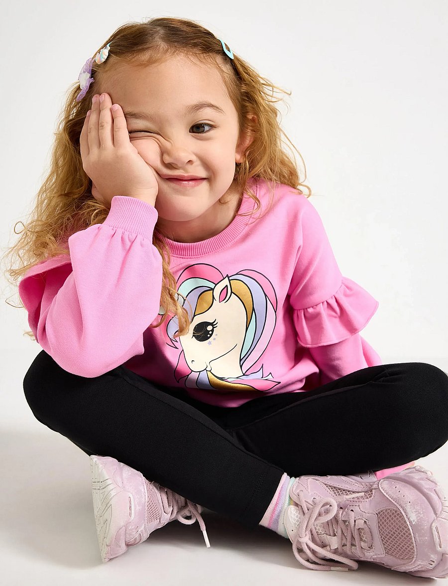 Lindex - Sweatshirt with unicorn and brushed inside - sweatshirts - pink - 4
