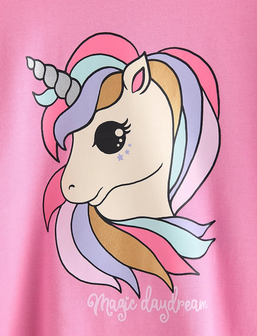 Lindex - Sweatshirt with unicorn and brushed inside - sweatshirts - pink - 5