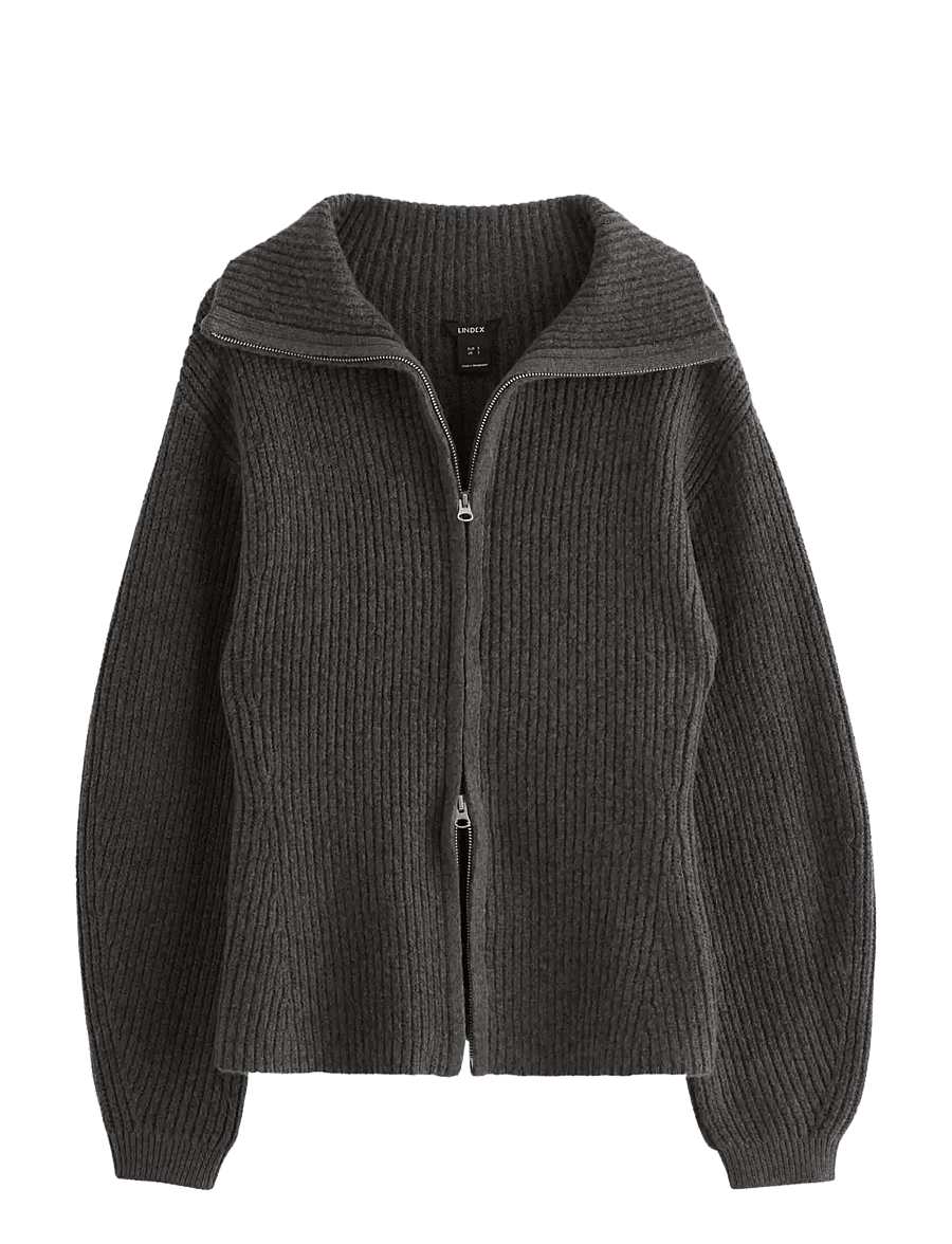 Lindex - Knitted zip cardigan - kardiganid - dark grey - 1