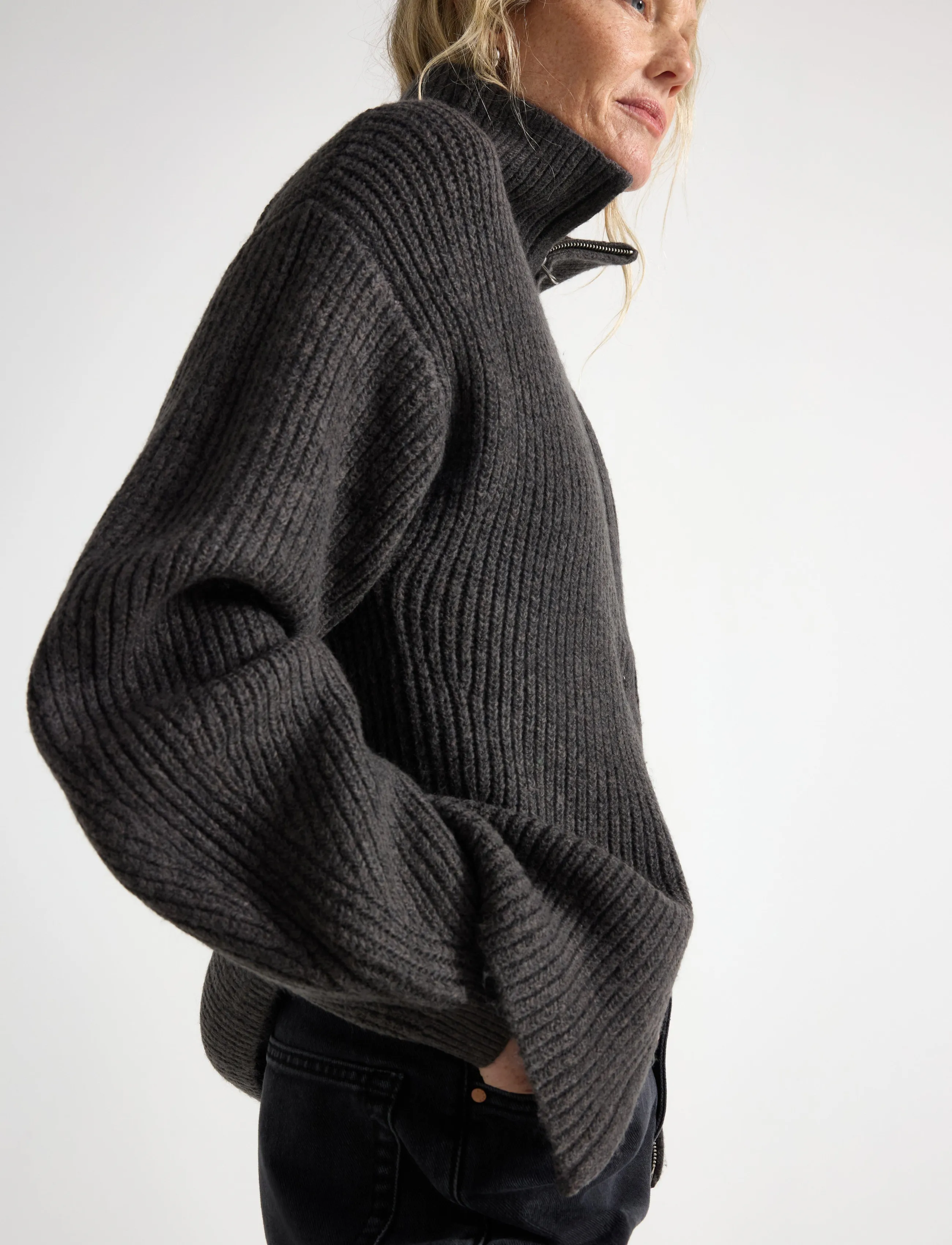 Lindex - Knitted zip cardigan - kardiganid - dark grey - 4