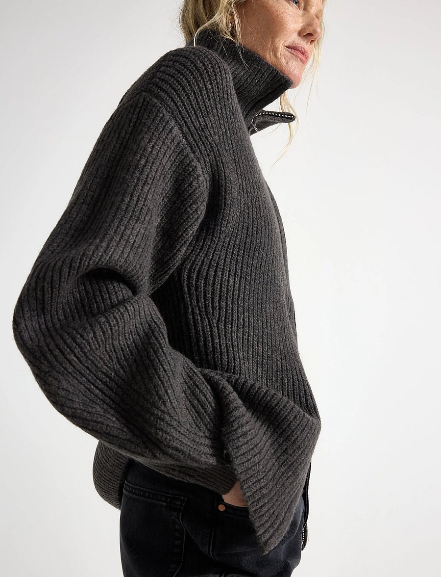 Lindex - Knitted zip cardigan - kardiganid - dark grey - 4