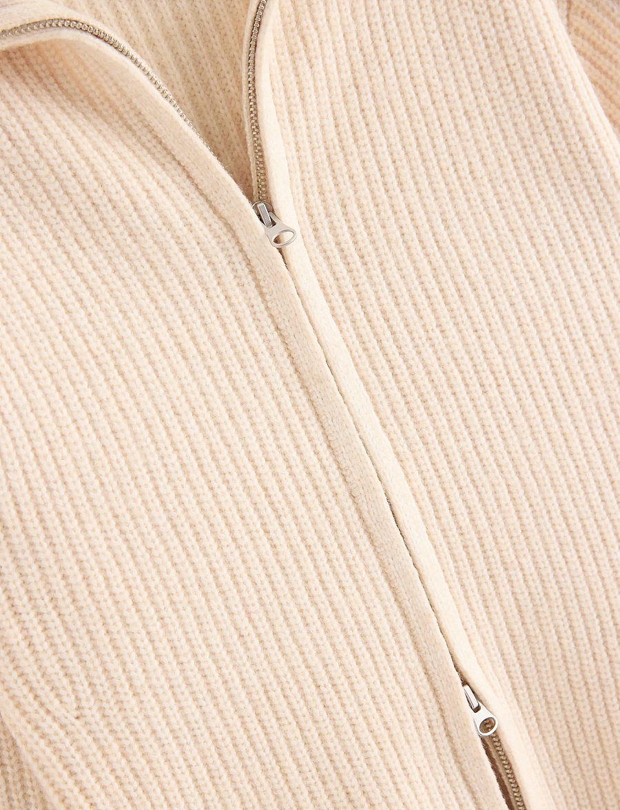 Lindex - Knitted zip cardigan - light beige - 5