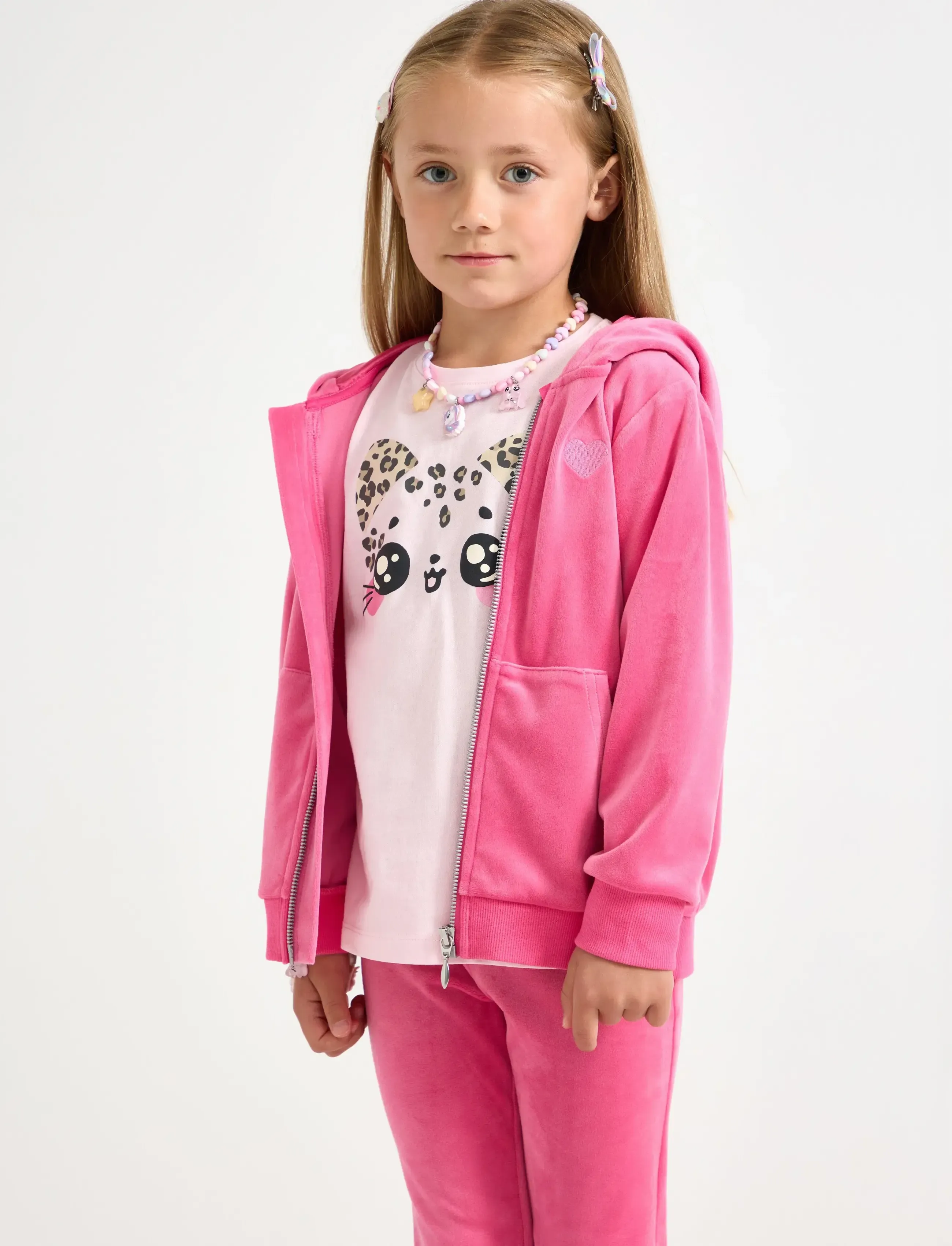 Lindex Hoodie in velour - Hættetrøjer - PINK / pink/rose