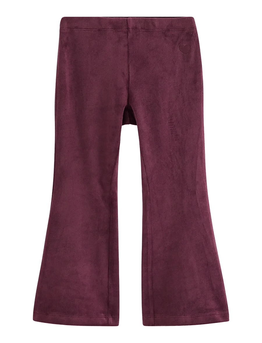 Lindex - Solid flared leggings in velour - leggings - dark lilac - 1