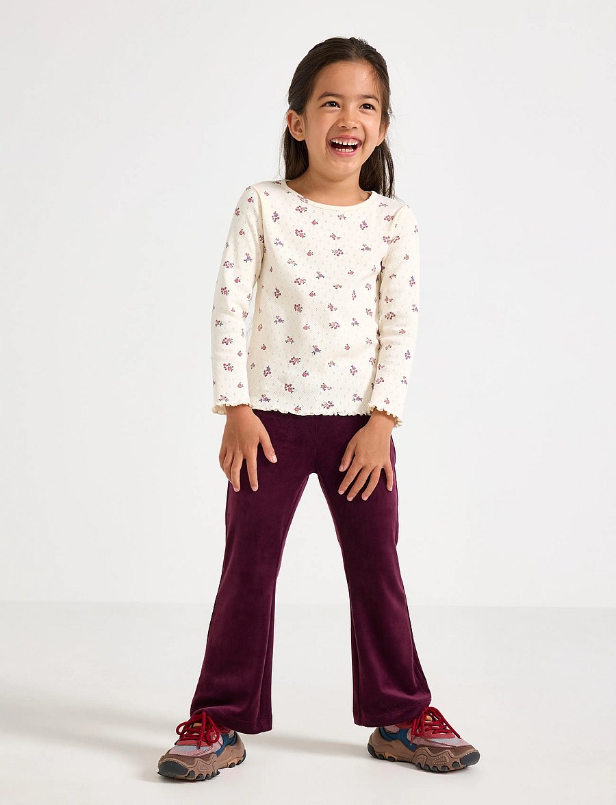 Lindex - Solid flared leggings in velour - leggings - dark lilac - 0