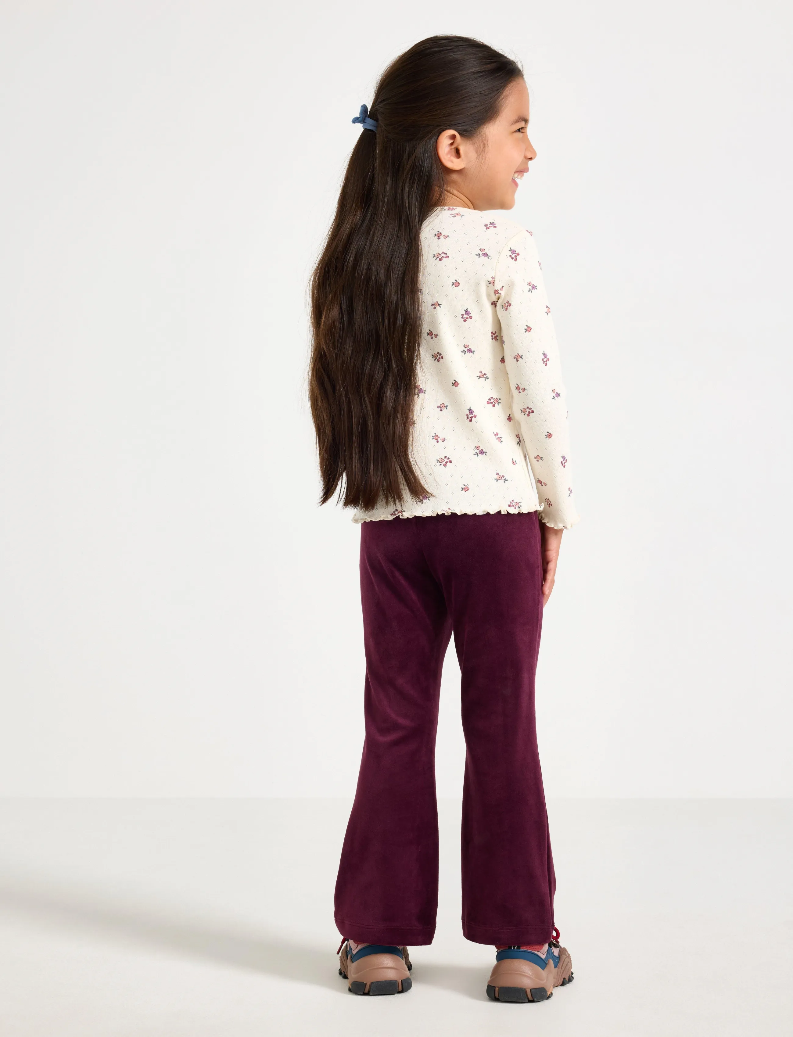 Lindex - Solid flared leggings in velour - dark lilac - 3