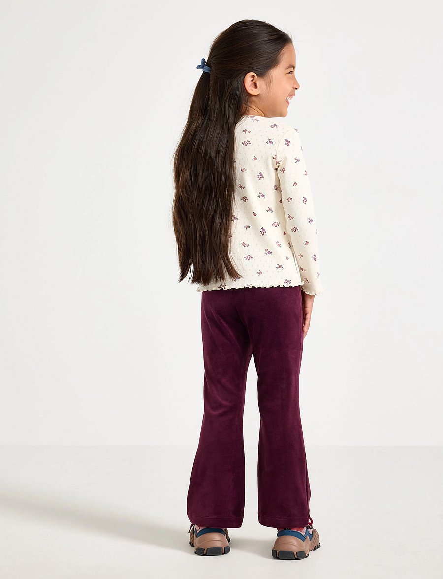 Lindex - Solid flared leggings in velour - leggings - dark lilac - 3