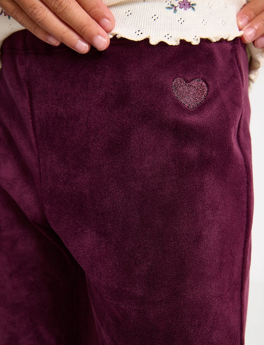 Lindex - Solid flared leggings in velour - leggings - dark lilac - 4