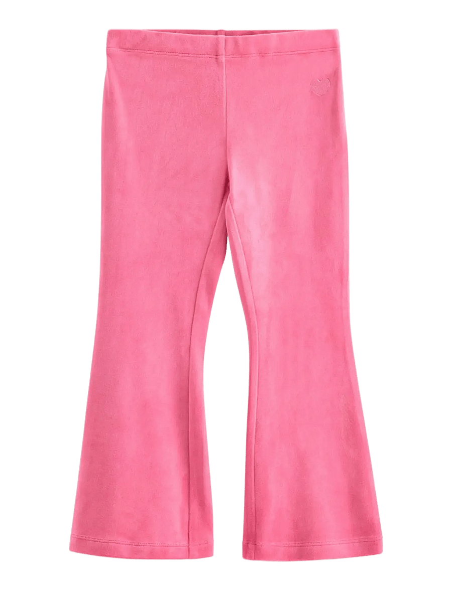 Lindex - Solid flared leggings in velour - leggings - pink - 1