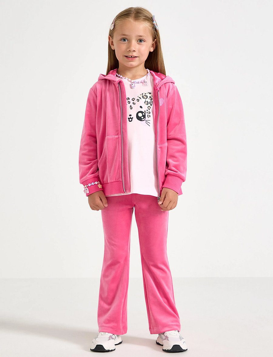 Lindex - Solid flared leggings in velour - leggings - pink - 0