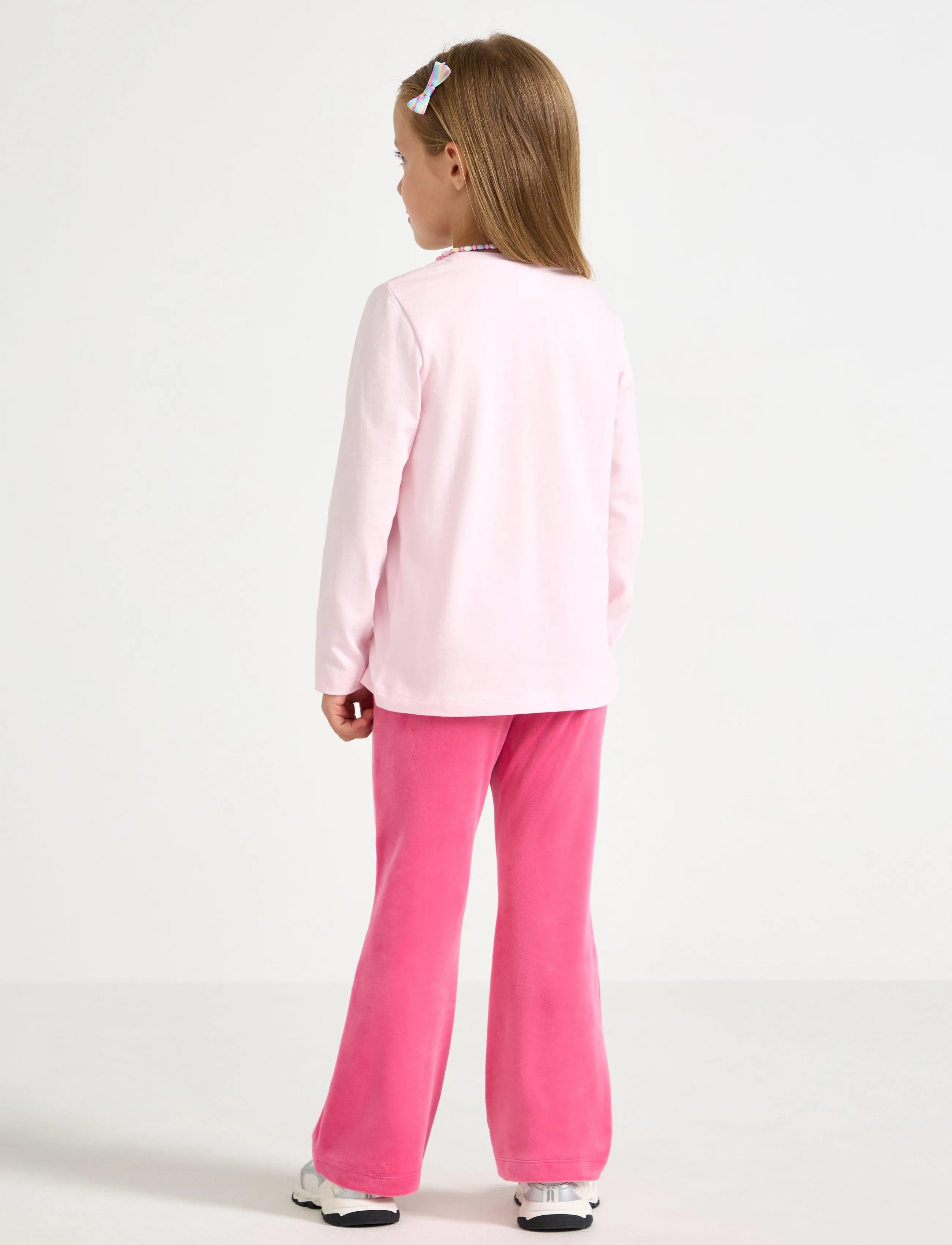 Lindex - Solid flared leggings in velour - leggings - pink - 3