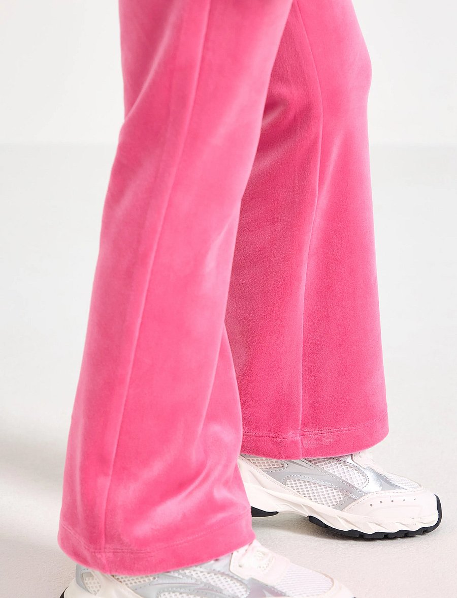 Lindex - Solid flared leggings in velour - leggings - pink - 4