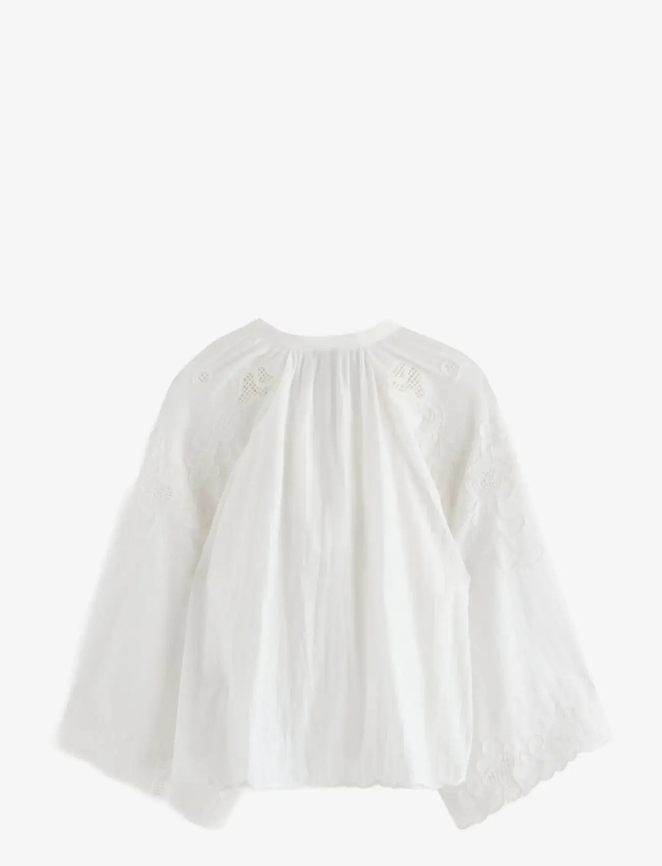 Lindex - Embroidered blouse with wide sleeves - langærmede bluser - off white - 2