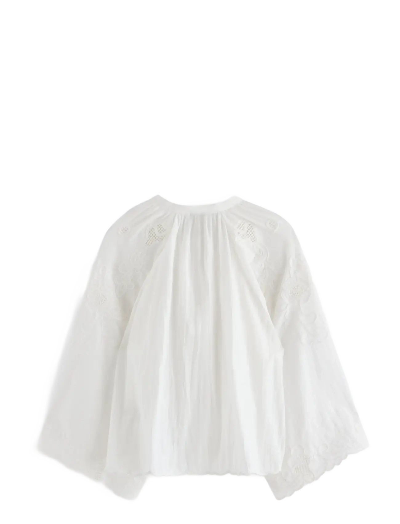 Lindex - Embroidered blouse with wide sleeves - long sleeved blouses - off white - 2