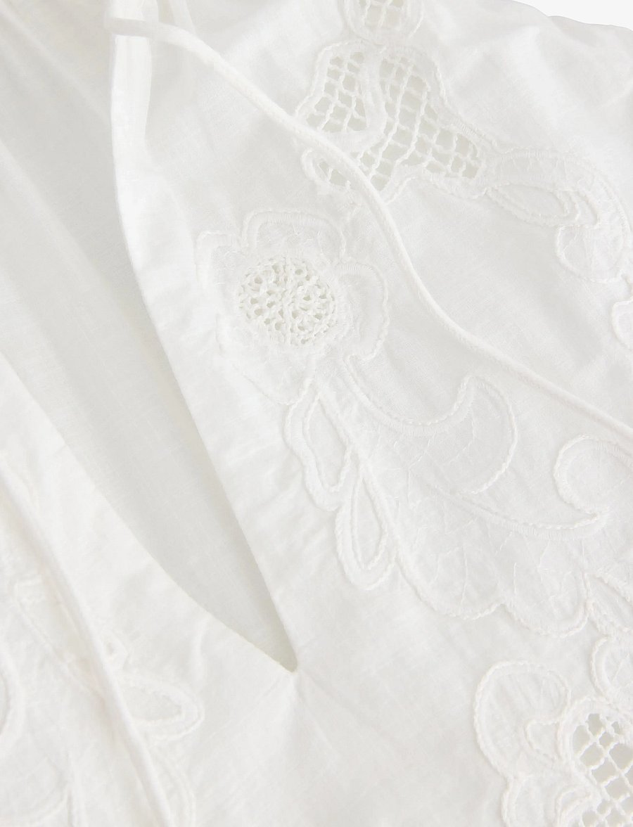 Lindex - Embroidered blouse with wide sleeves - langärmelige blusen - off white - 5