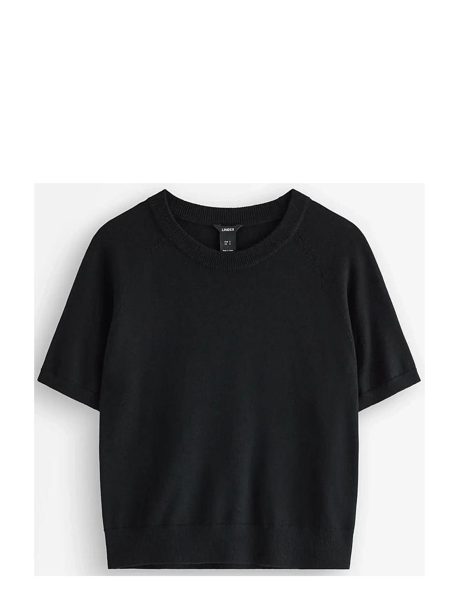 Lindex - Fine-knit top in merino wool - black - 1