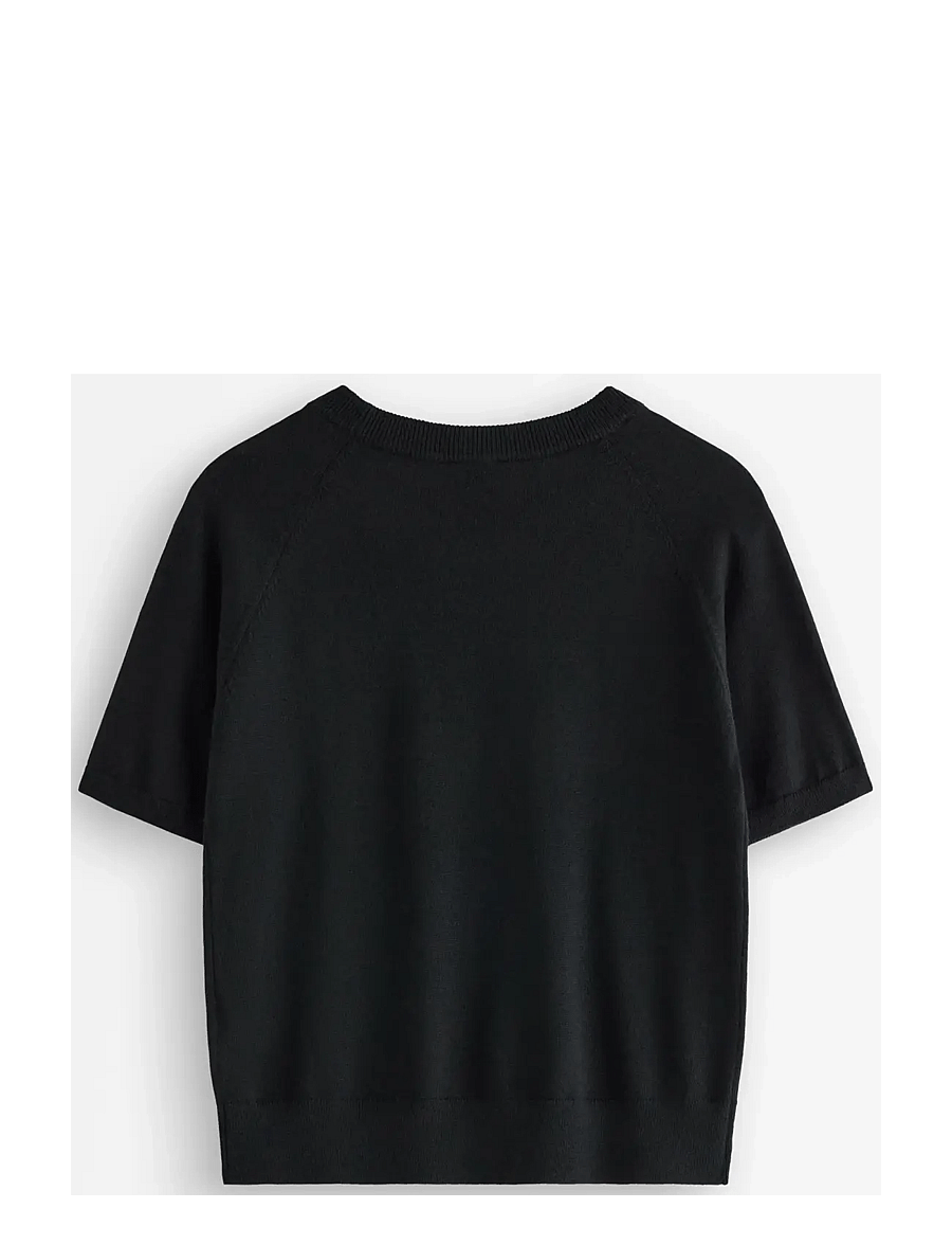 Lindex - Fine-knit top in merino wool - black - 2