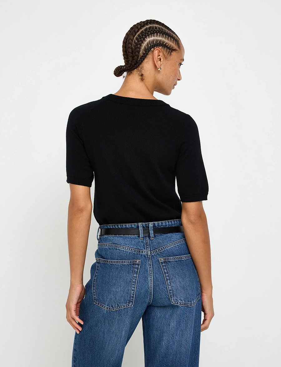 Lindex - Fine-knit top in merino wool - black - 3