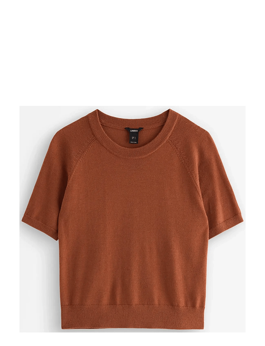 Lindex - Fine-knit top in merino wool - striktrøjer - dusty orange - 1