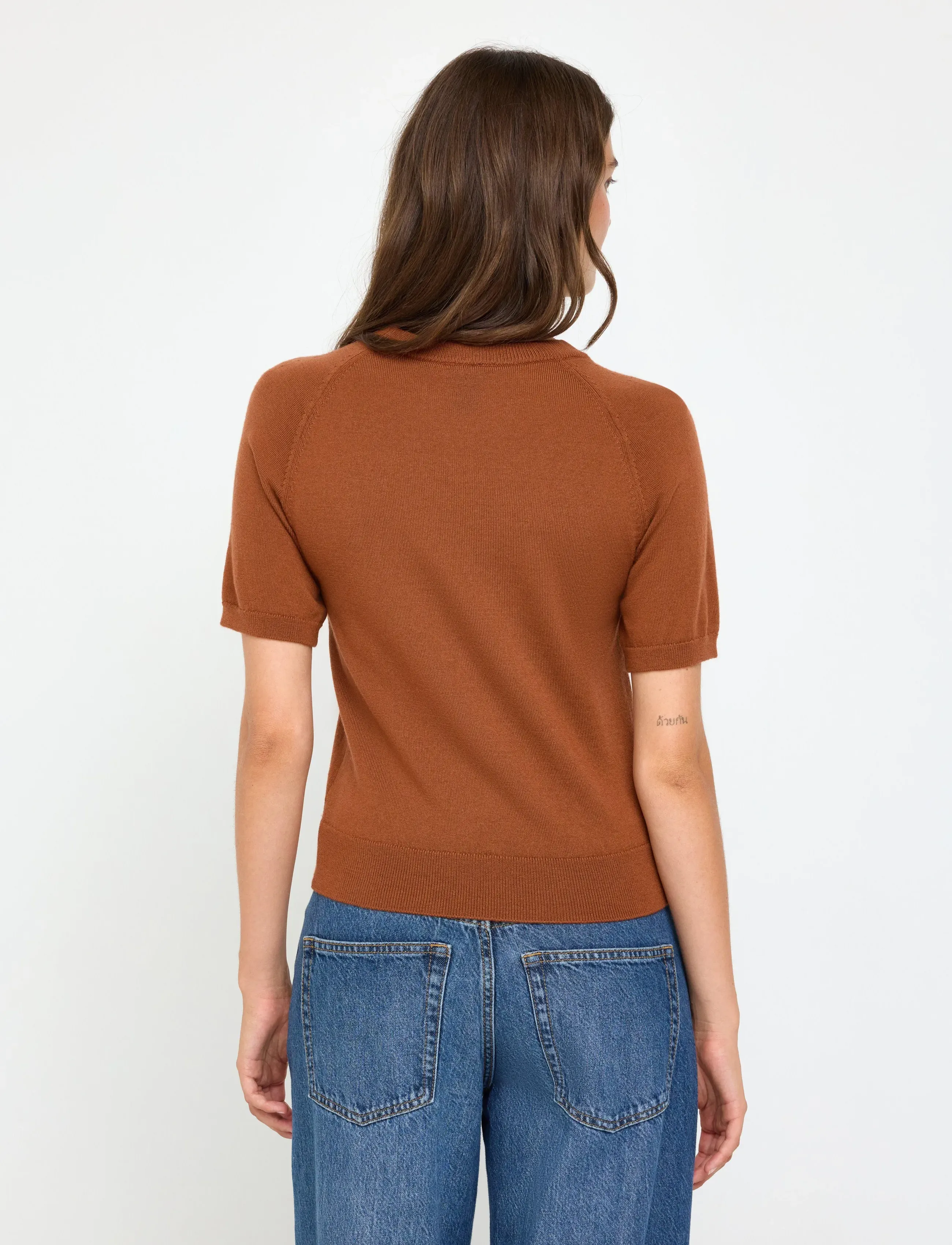 Lindex - Fine-knit top in merino wool - dusty orange - 3