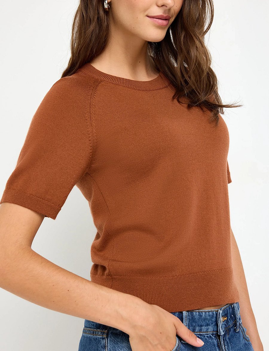 Lindex - Fine-knit top in merino wool - striktrøjer - dusty orange - 4