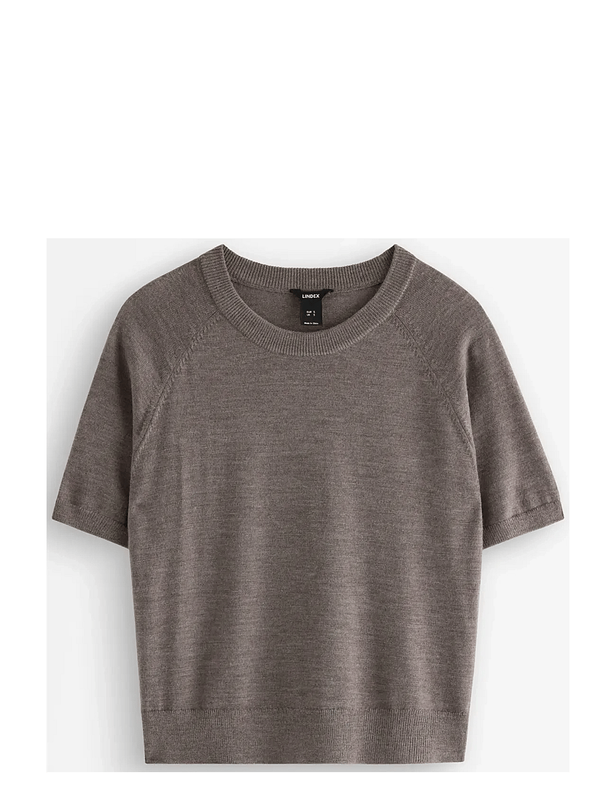 Lindex - Fine-knit top in merino wool - light brown melange - 1