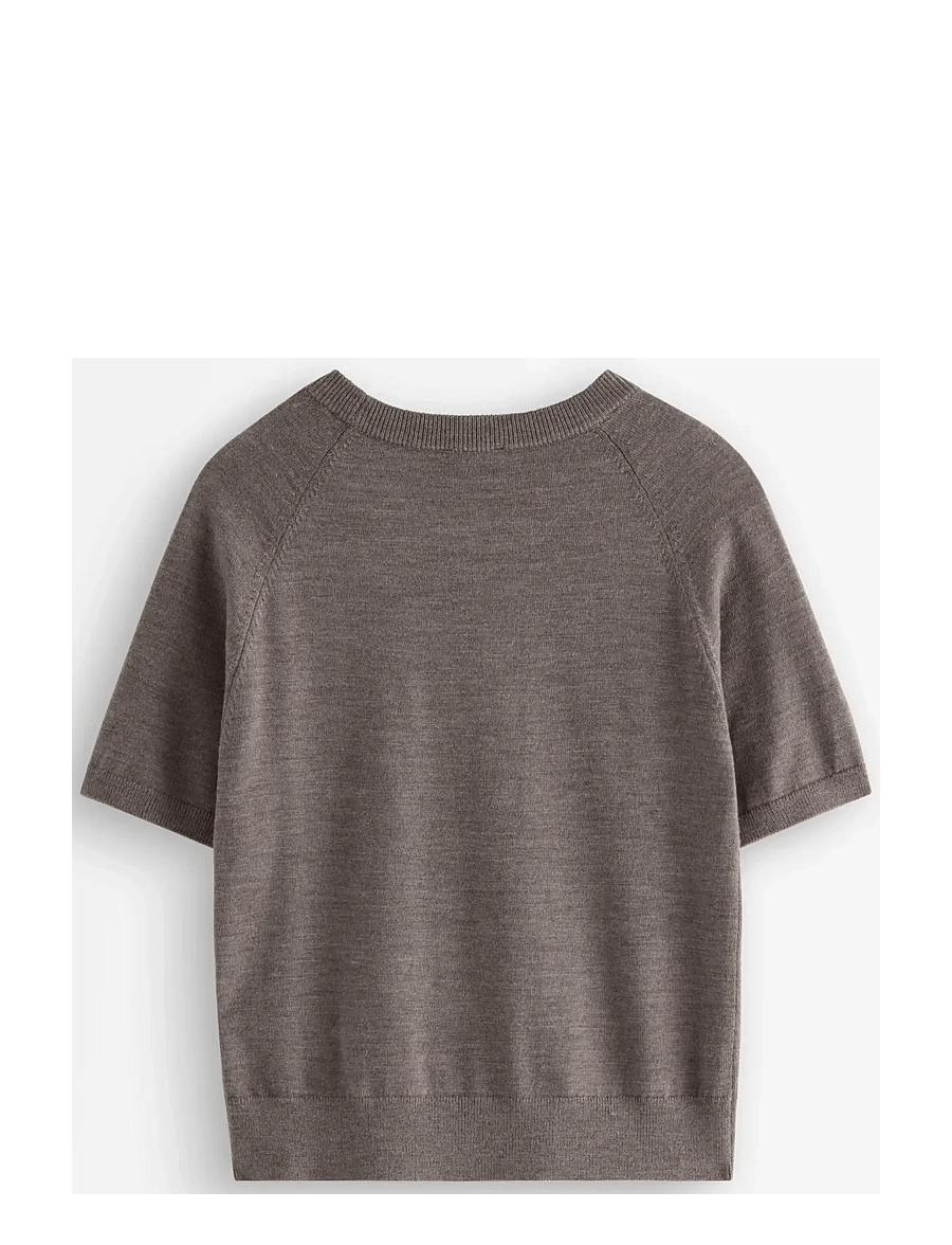 Lindex - Fine-knit top in merino wool - light brown melange - 2