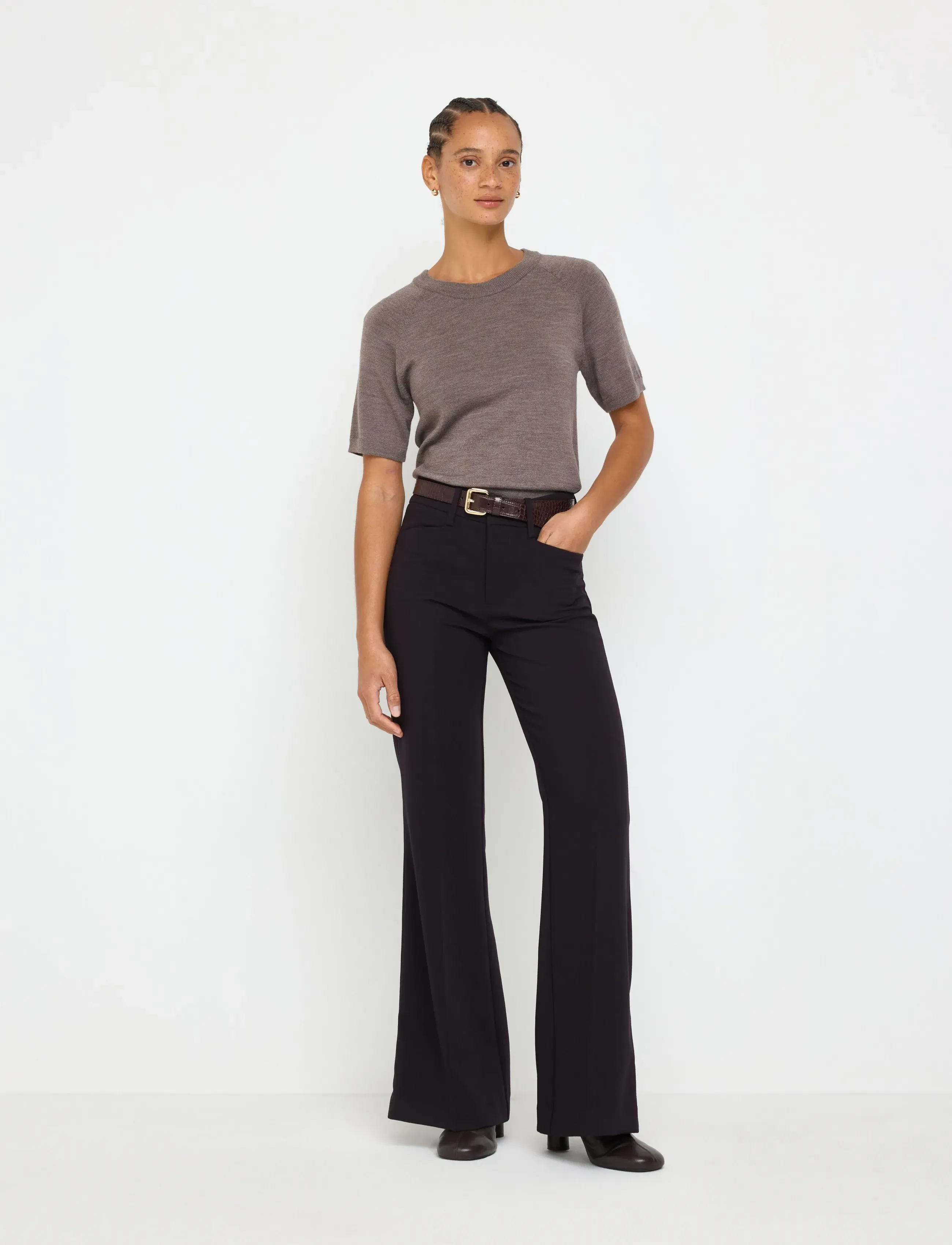 Lindex - Fine-knit top in merino wool - light brown melange - 3
