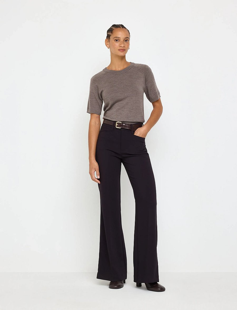 Lindex - Fine-knit top in merino wool - light brown melange - 3