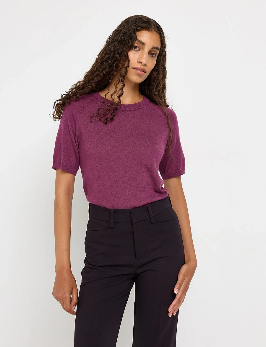 Lindex - Fine-knit top in merino wool - lilac - 0
