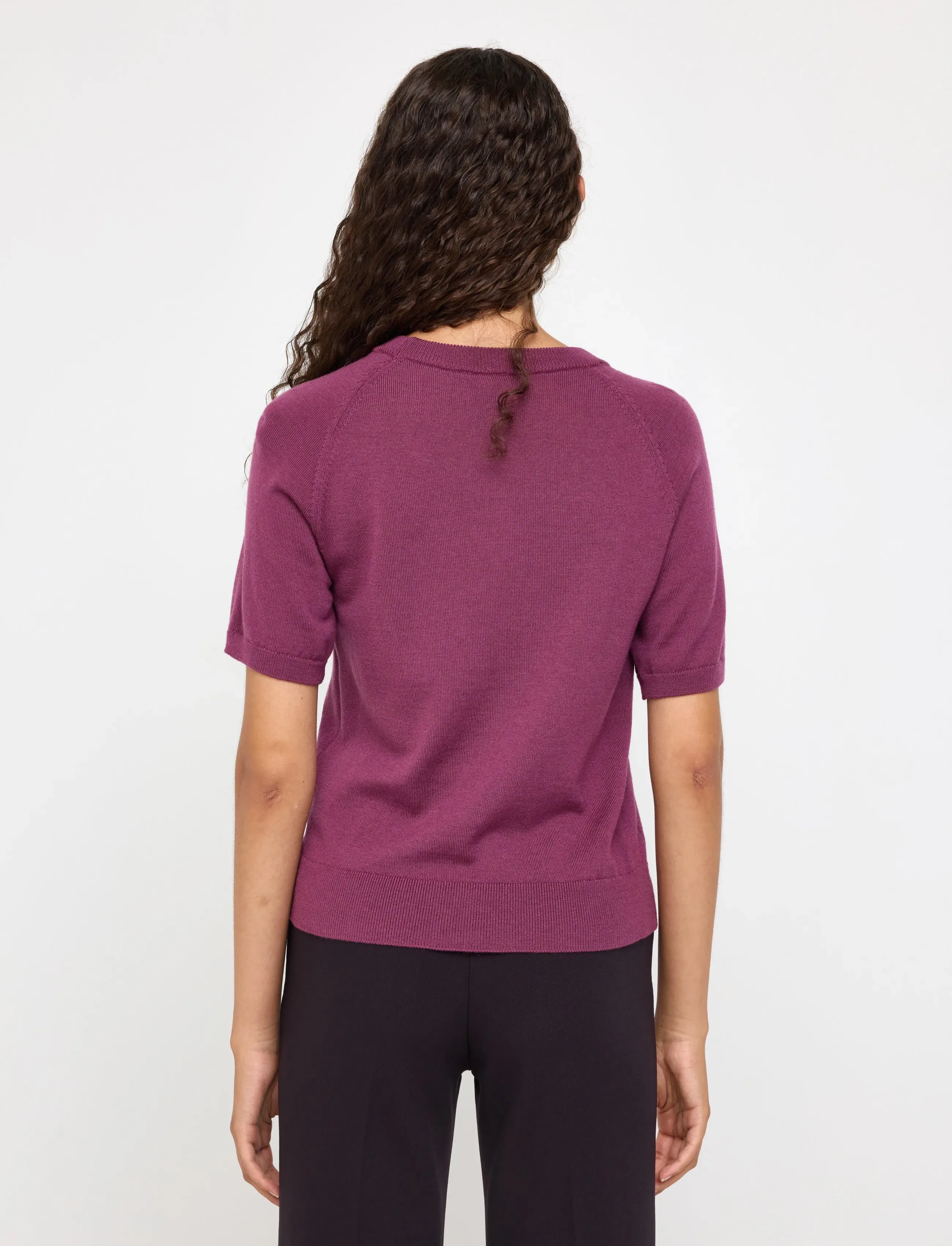 Lindex - Fine-knit top in merino wool - lilac - 3