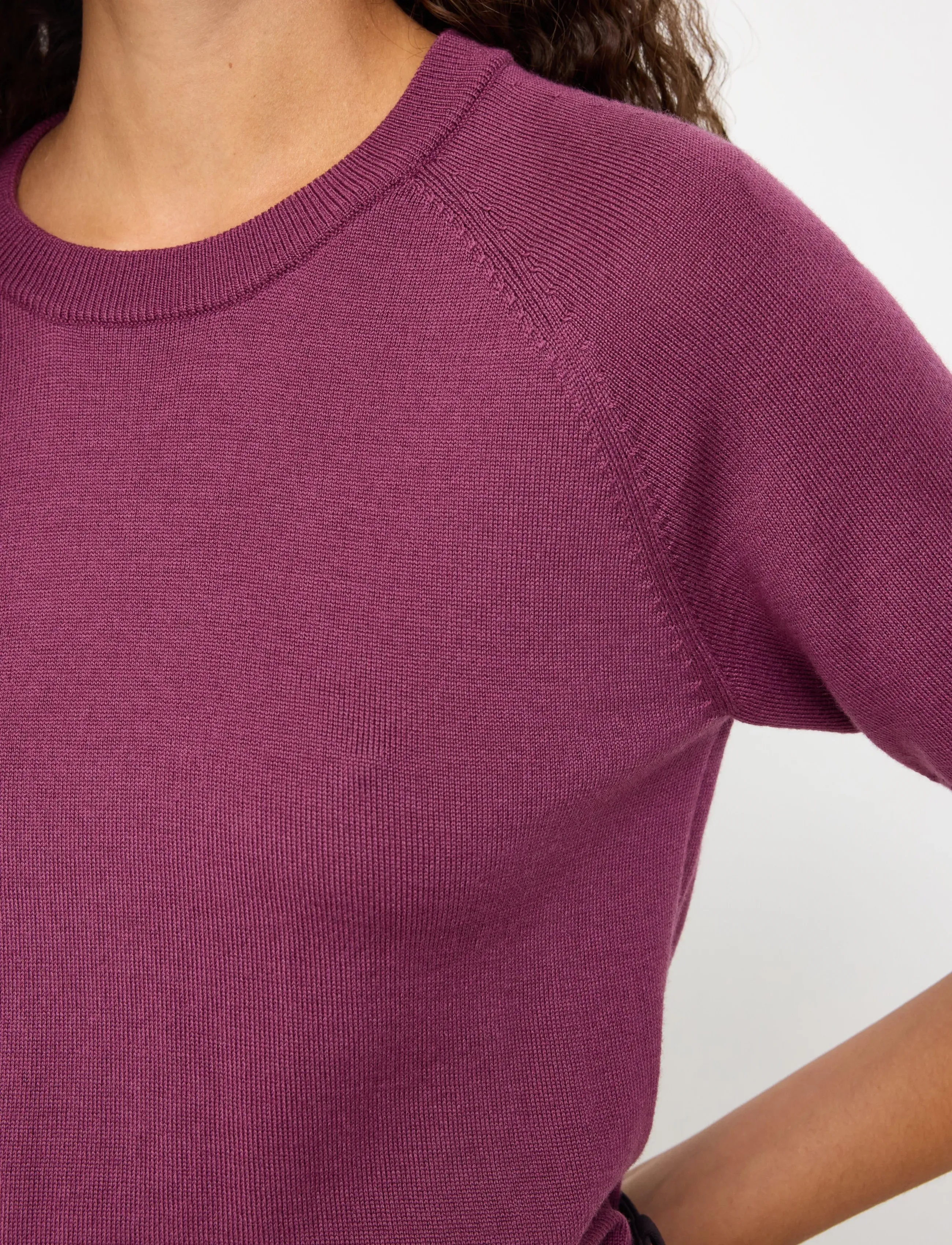 Lindex - Fine-knit top in merino wool - lilac - 4