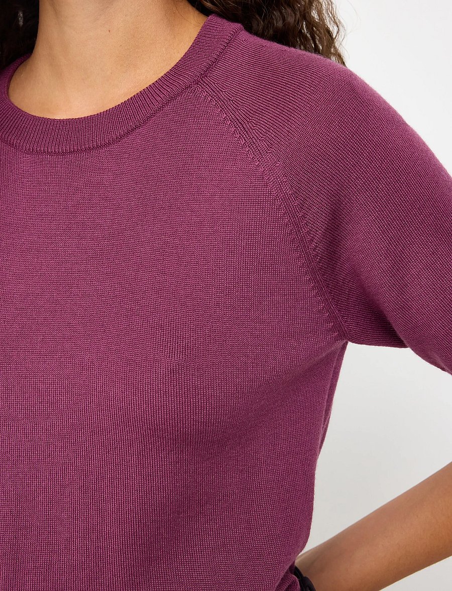 Lindex - Fine-knit top in merino wool - lilac - 4