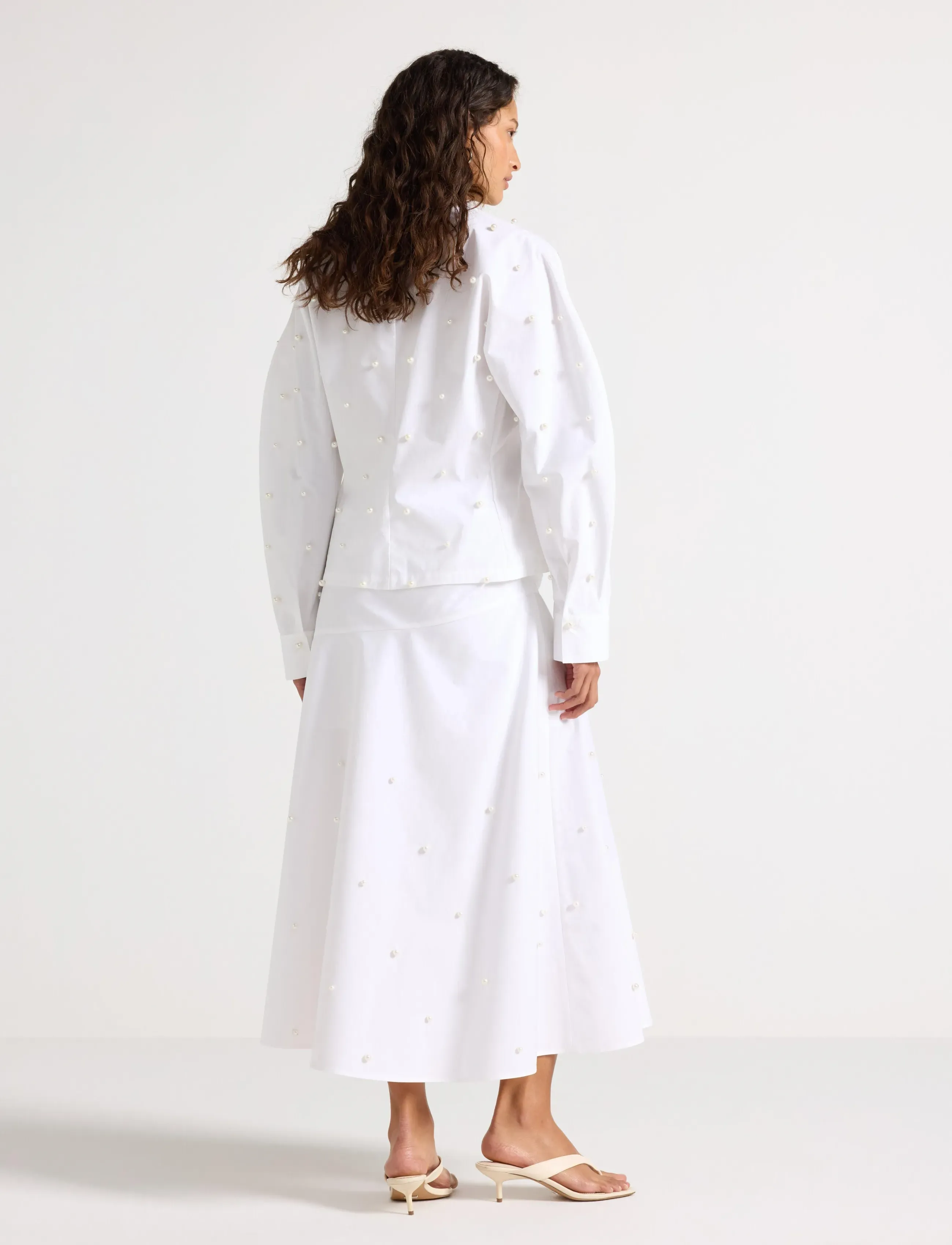 Lindex - Midi skirt with pearls - midi nederdele - white - 3