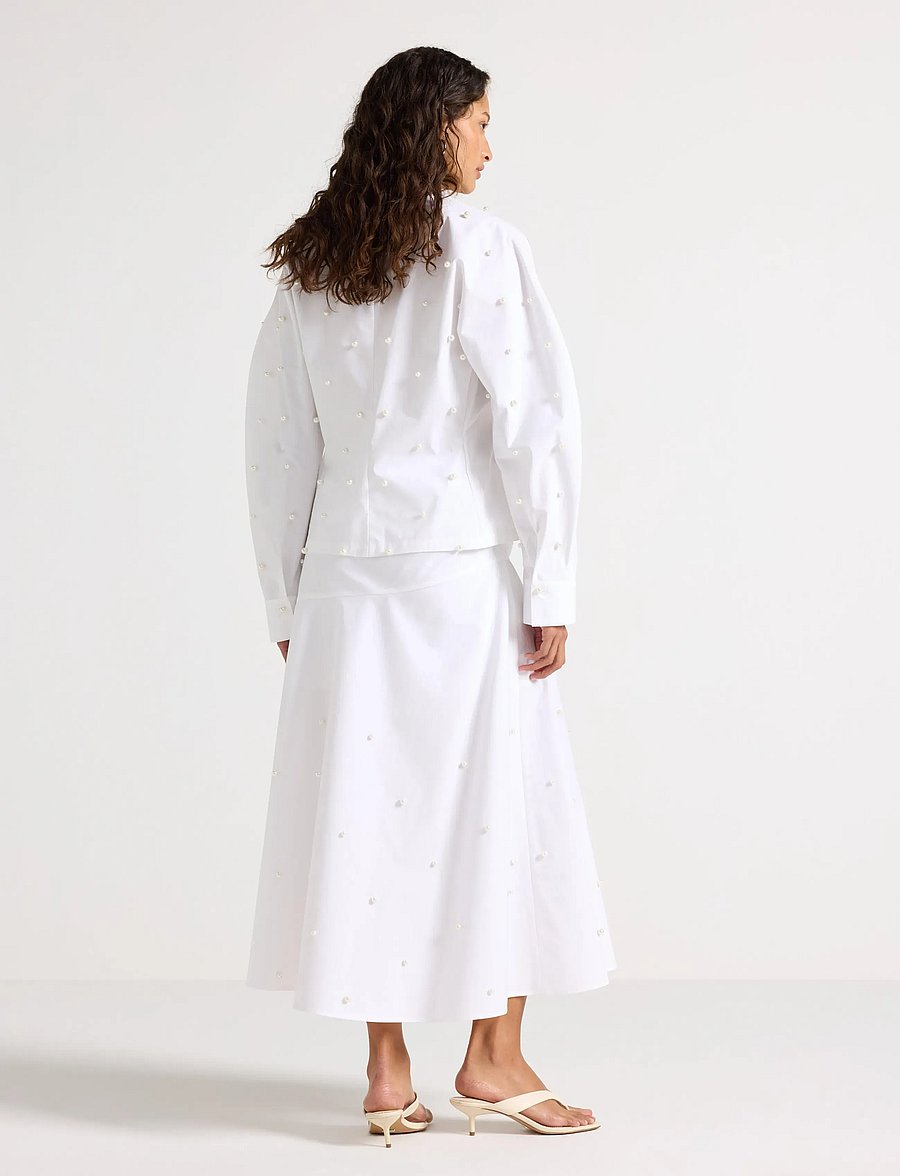 Lindex - Midi skirt with pearls - midi nederdele - white - 3