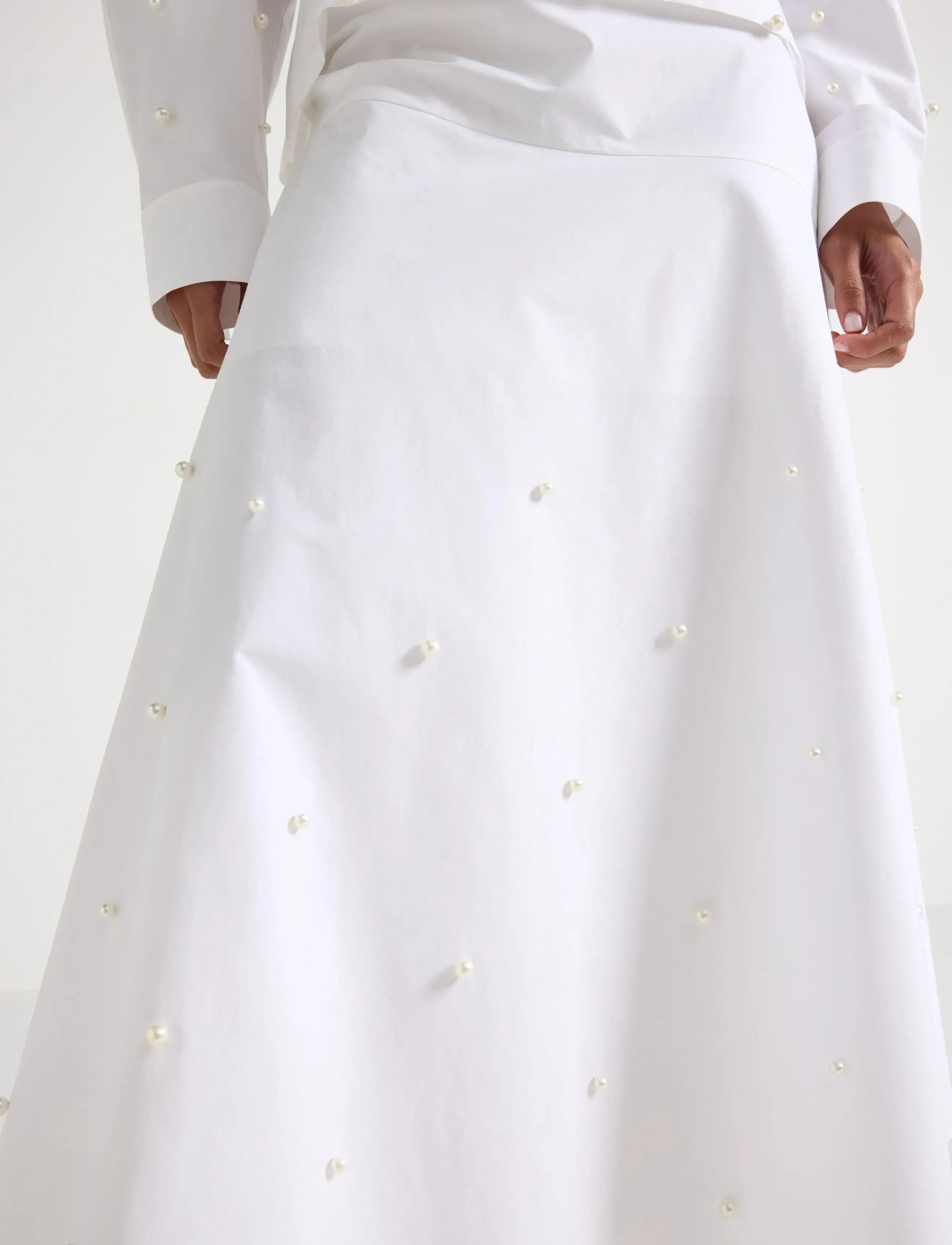 Lindex - Midi skirt with pearls - midi nederdele - white - 4