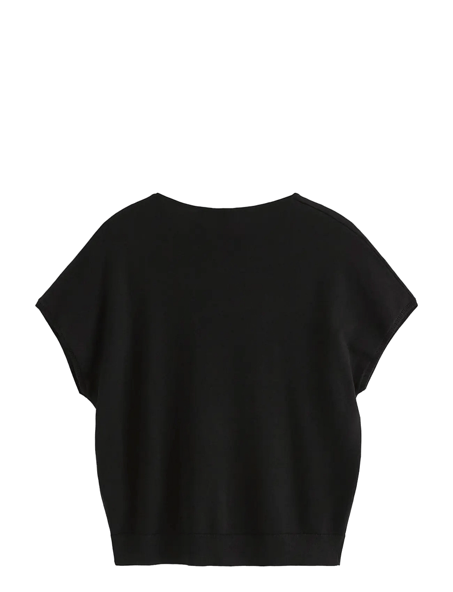 Lindex - Fine-knit short-sleeved top - black - 2