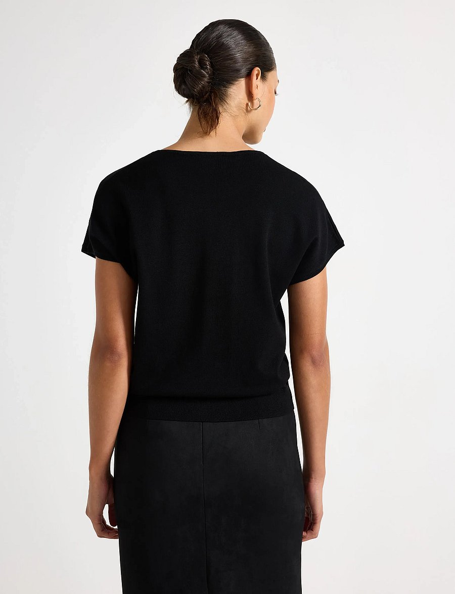 Lindex - Fine-knit short-sleeved top - black - 3