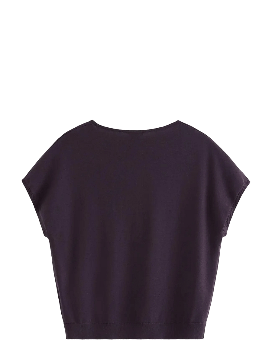 Lindex - Fine-knit short-sleeved top - pullover - dark dusty lilac - 2