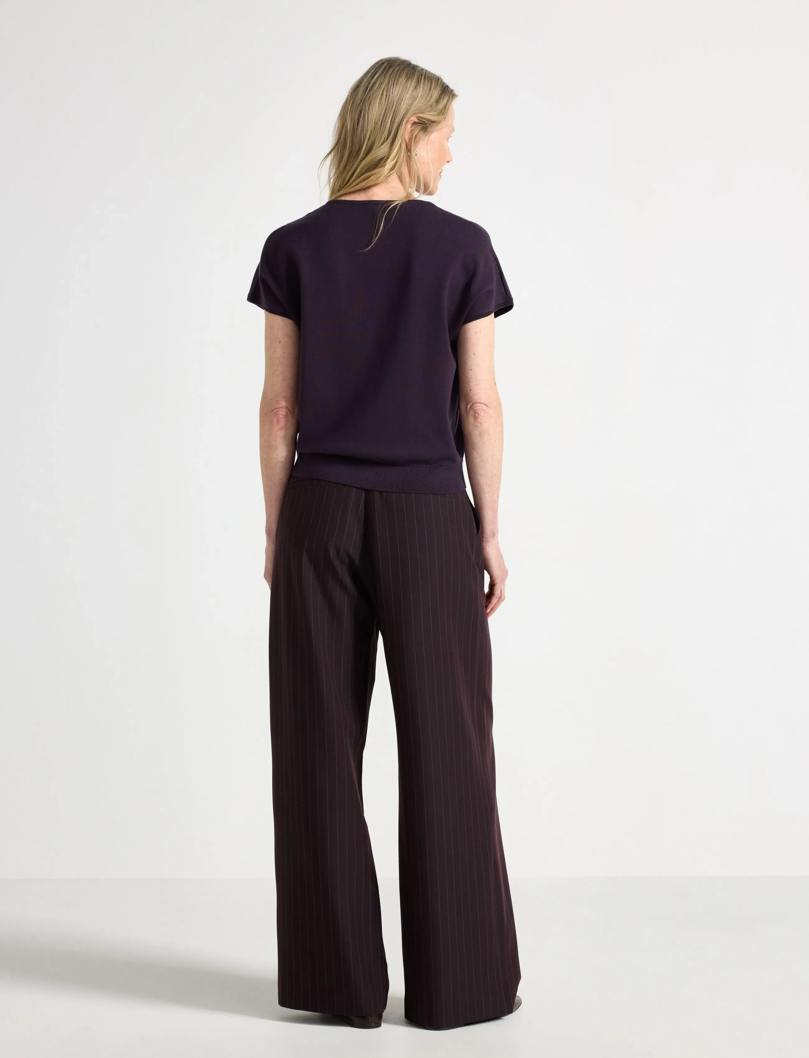 Lindex - Fine-knit short-sleeved top - pullover - dark dusty lilac - 3