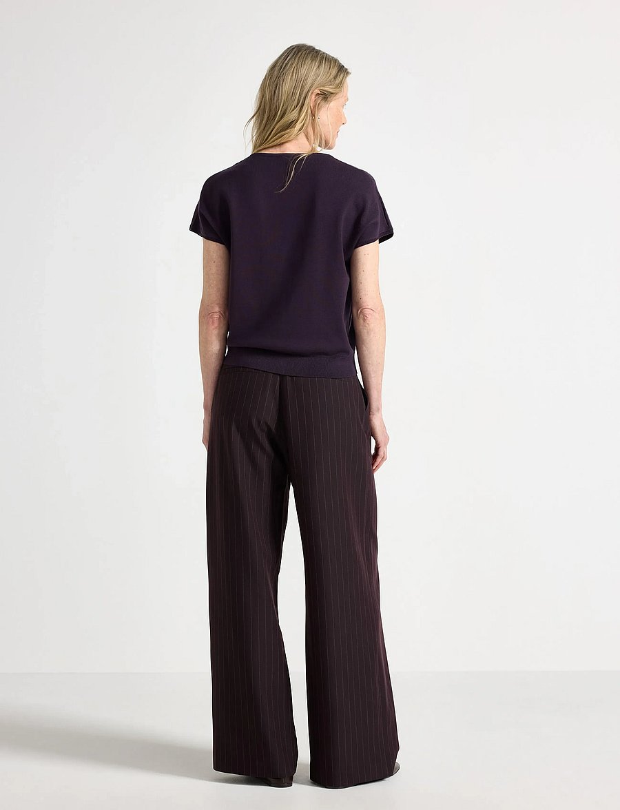 Lindex - Fine-knit short-sleeved top - pullover - dark dusty lilac - 3