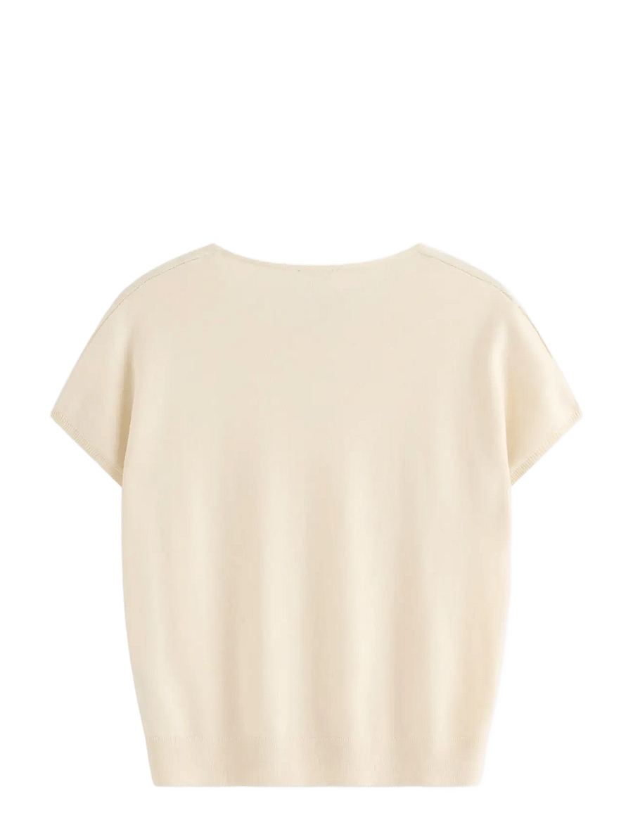 Lindex - Fine-knit short-sleeved top - light beige - 2